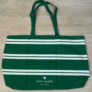 Kate Spade Green and White Striped Tote